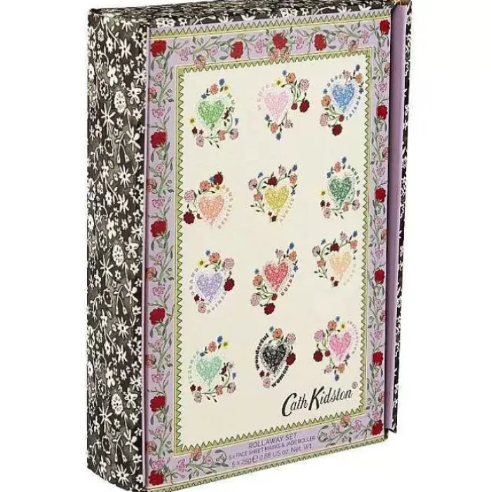 Cath Kidston Home Fragrance & Toiletries*Frill Heart Flowers Jade Roller And 5 Sheet Masks Rollaway Set