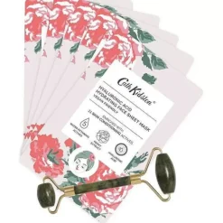Cath Kidston Home Fragrance & Toiletries*Frill Heart Flowers Jade Roller And 5 Sheet Masks Rollaway Set