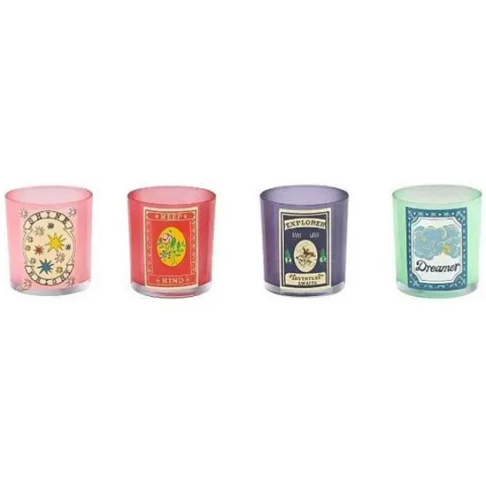 Cath Kidston Decorations*Keep Kind Set Of 4 Glass Tealight Holders