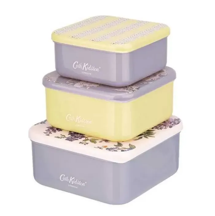 Cath Kidston Baking Tools*London Wisteria Set Of 3 Snack Boxes
