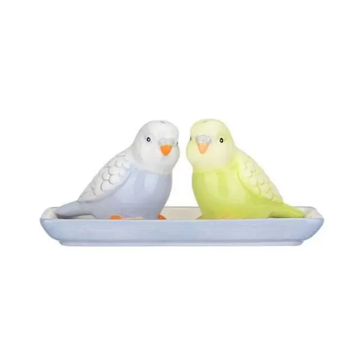 Cath Kidston Cooking & Dining*Love Budgies Salt & Pepper Shakers On Tray