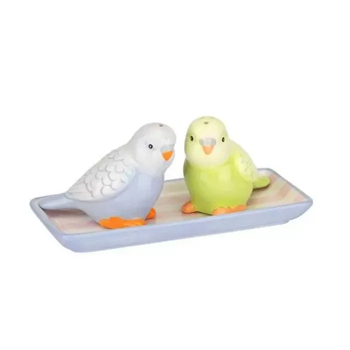 Cath Kidston Cooking & Dining*Love Budgies Salt & Pepper Shakers On Tray