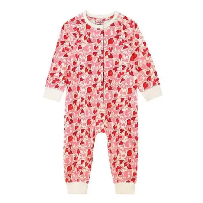 Baby Cath Kidston Baby Clothing*Marble Hearts Ditsy Footless Sleepsuit
