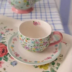 Cath Kidston Cooking & Dining*Mews Ditsy Sage Teacup & Saucer