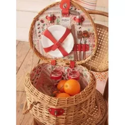Cath Kidston Picnic Essentials*Patchwork Heart Picnic Basket For Two