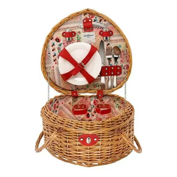 Cath Kidston Picnic Essentials*Patchwork Heart Picnic Basket For Two