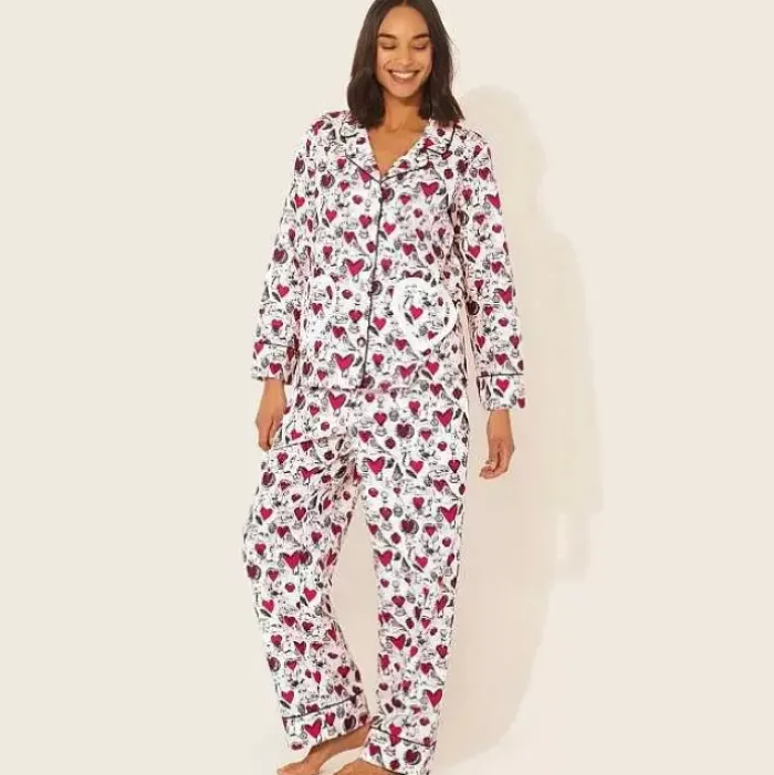 Cath Kidston Nightwear*Shape My Heart Long Woven Pj Set