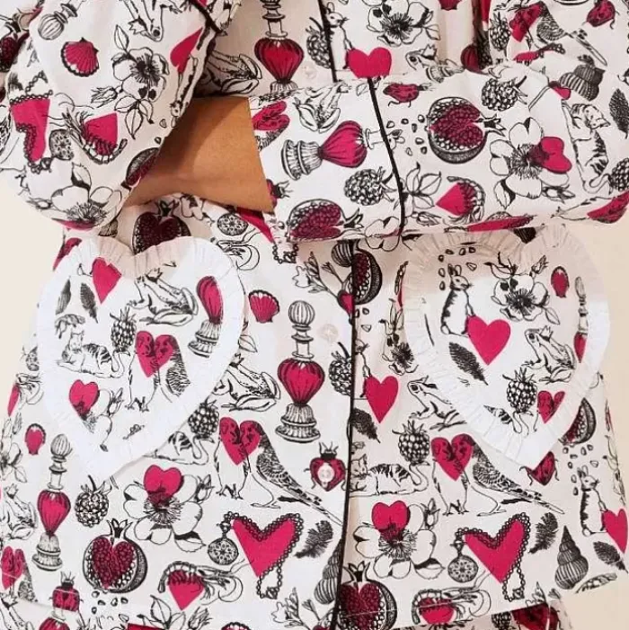 Cath Kidston Nightwear*Shape My Heart Long Woven Pj Set