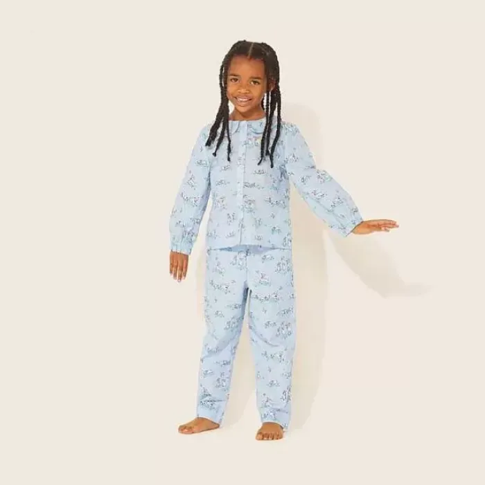 Kids Cath Kidston Kidswear*Spring Bunnies And Lambs Peter Pan Collar Woven Pj Set