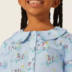 Kids Cath Kidston Kidswear*Spring Bunnies And Lambs Peter Pan Collar Woven Pj Set