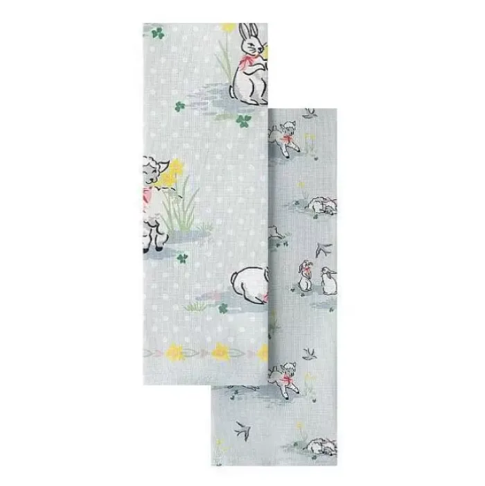 Cath Kidston Aprons & Tea Towels & Gloves*Spring Bunnies And Lambs Set Of 2 Tea Towels
