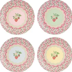Cath Kidston Picnic Essentials*Strawberry 4Pk Melamine Picnic Dinner Plates